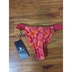 NWT Blackbough Size S Red Floral High Waist Bikini Bottoms